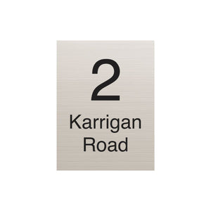 Silver Aluminum Address Sign with Vinyl Text 450 x 600