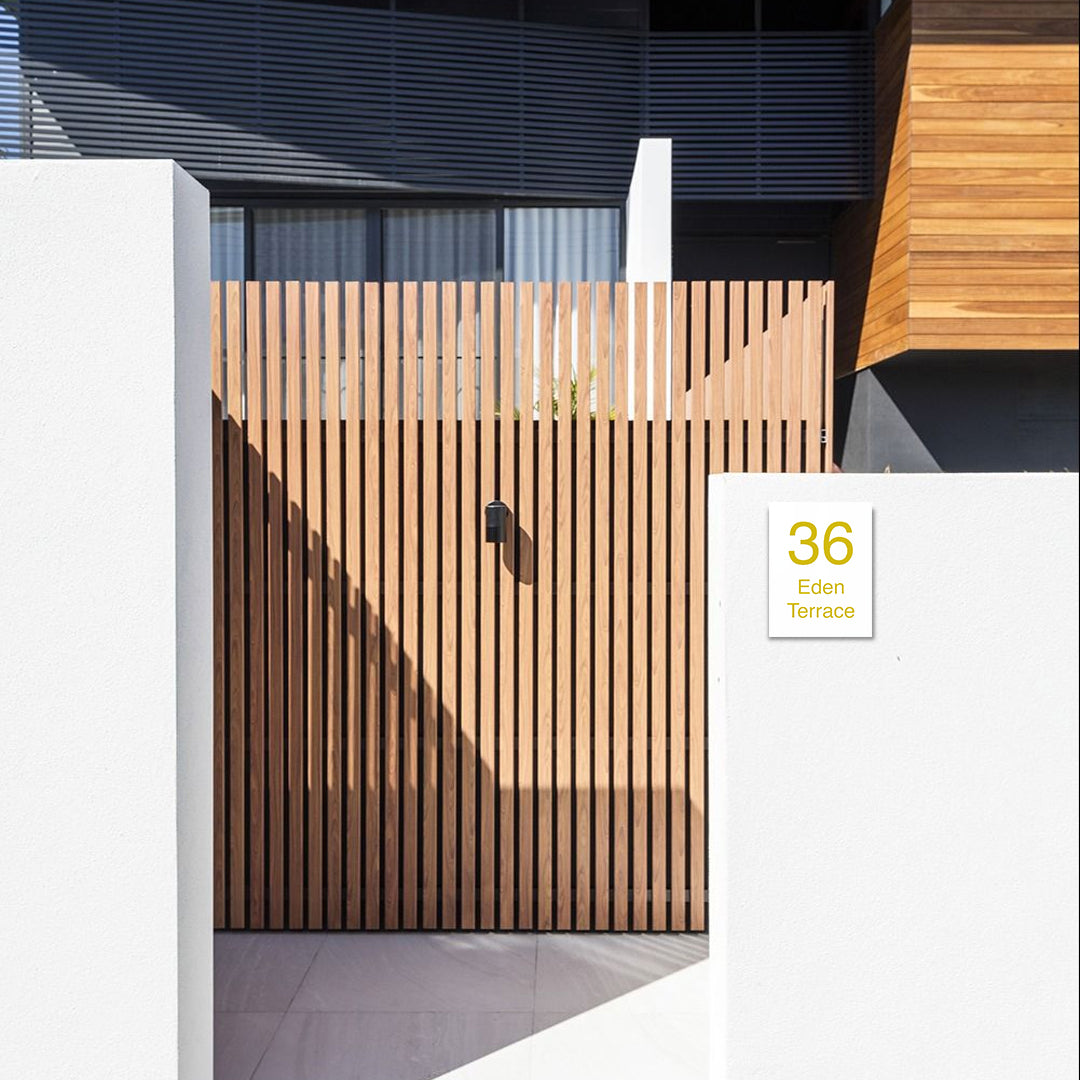 White Colorbond Steel Address Sign with Vinyl Text - 450 x 600mm