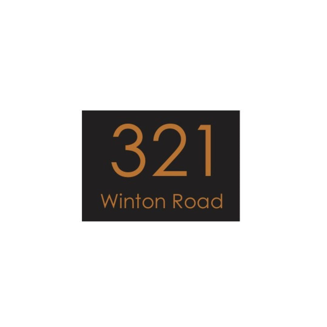 Black Traffolyte Address Sign with Vinyl Text – 200 x 140mm