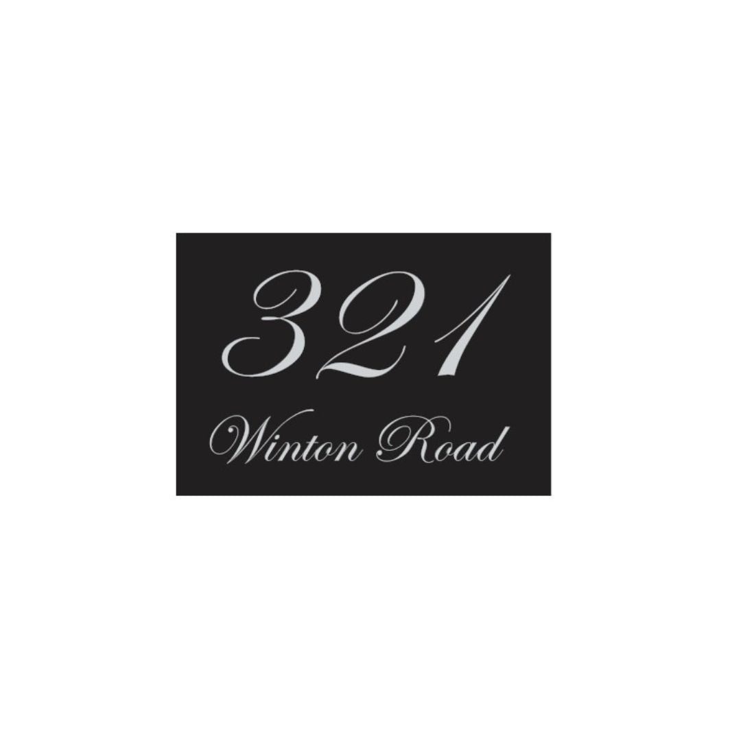 Black Colorbond Steel Address Sign with Vinyl Text – 200 x 140mm