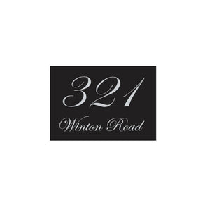 Black Colorbond Steel Address Sign with Vinyl Text – 200 x 140mm