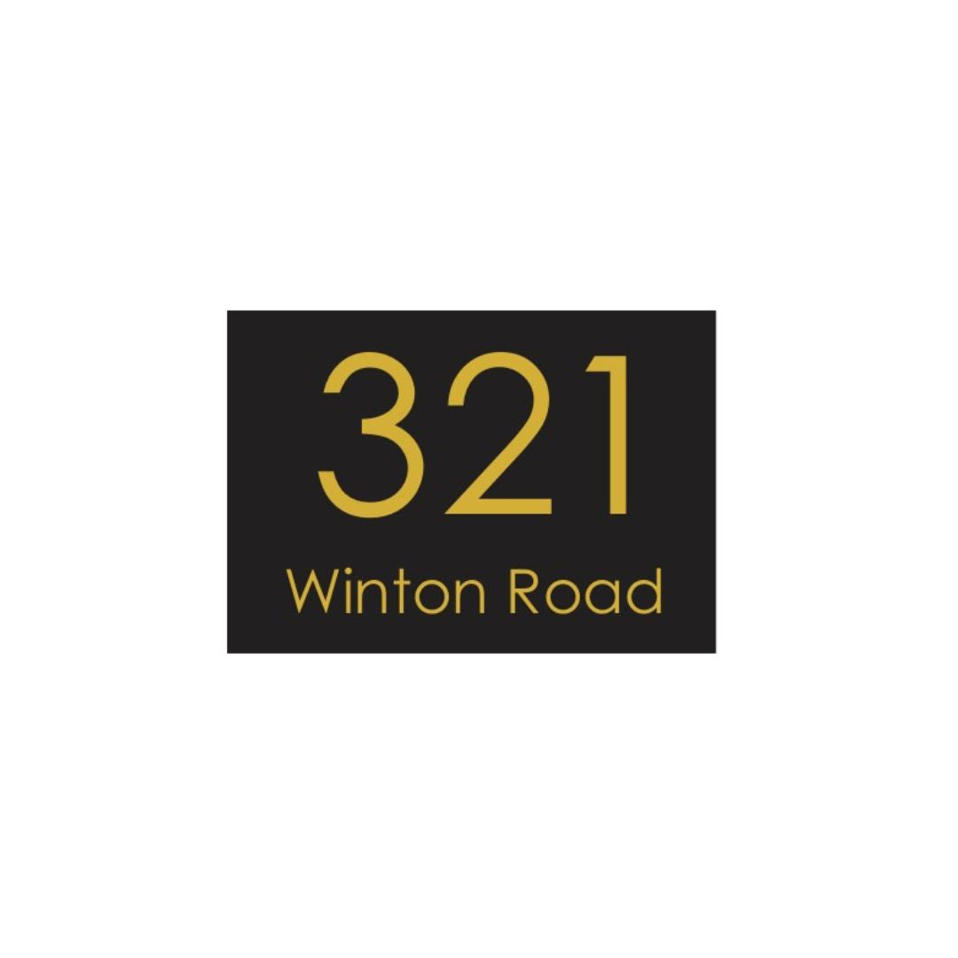 Black Traffolyte Address Sign with Vinyl Text – 200 x 140mm