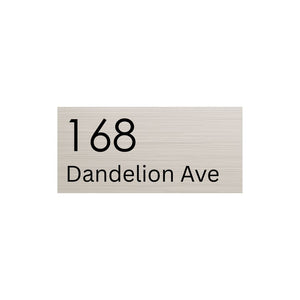 Silver Aluminum Address Sign with Black Vinyl Text (300 x 140) - Text Aligned Left