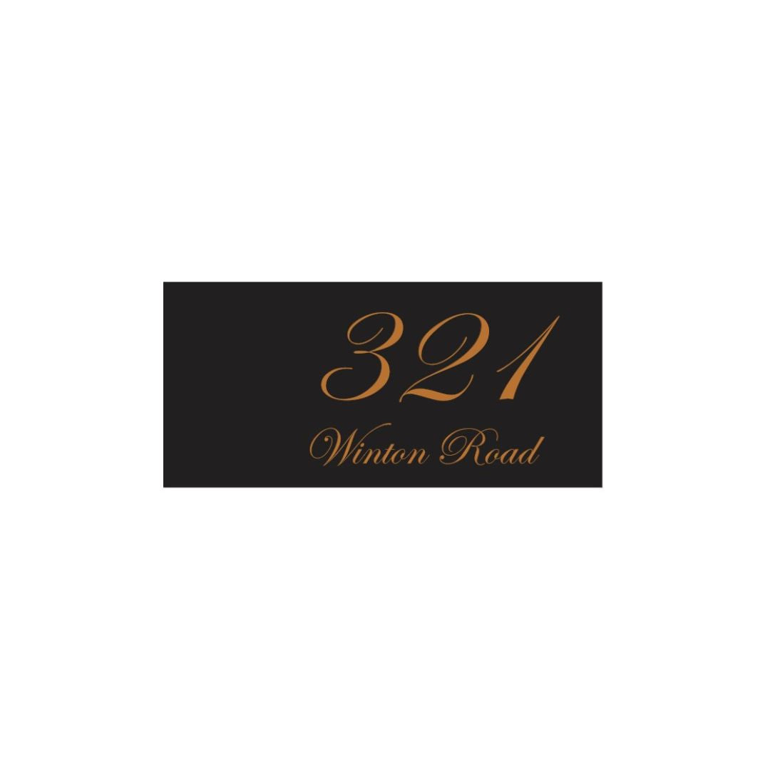 Black Traffolyte Address Sign with Vinyl Text – 300 x 140mm