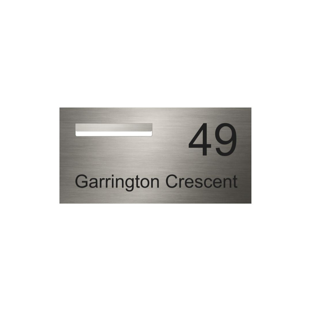 Marine Grade Brushed Stainless Steel Letterbox Faceplate 600 x 300 (Laser Cut) - 240 Slot LHS
