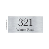 Silver Aluminum House Sign with Black Vinyl Text (300 x 140) - Text Centralized