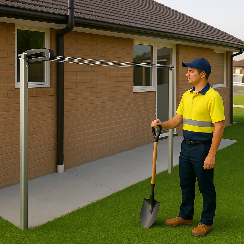 Retracting Clothesline Post-to-Post Installation (Inc 2x Fixing Posts &amp; Mount Bar)