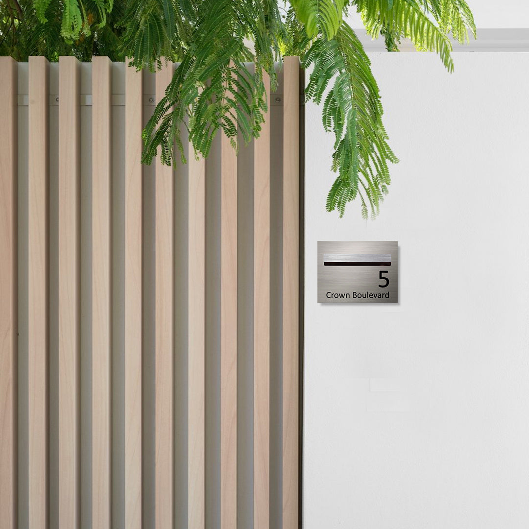 Marine Grade Brushed Stainless Steel Letterbox Faceplate 290 x 220 with 240 Slot (Laser Etched)