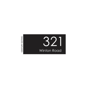Black Colorbond Steel Address Sign with Vinyl Text - 300 x 140mm