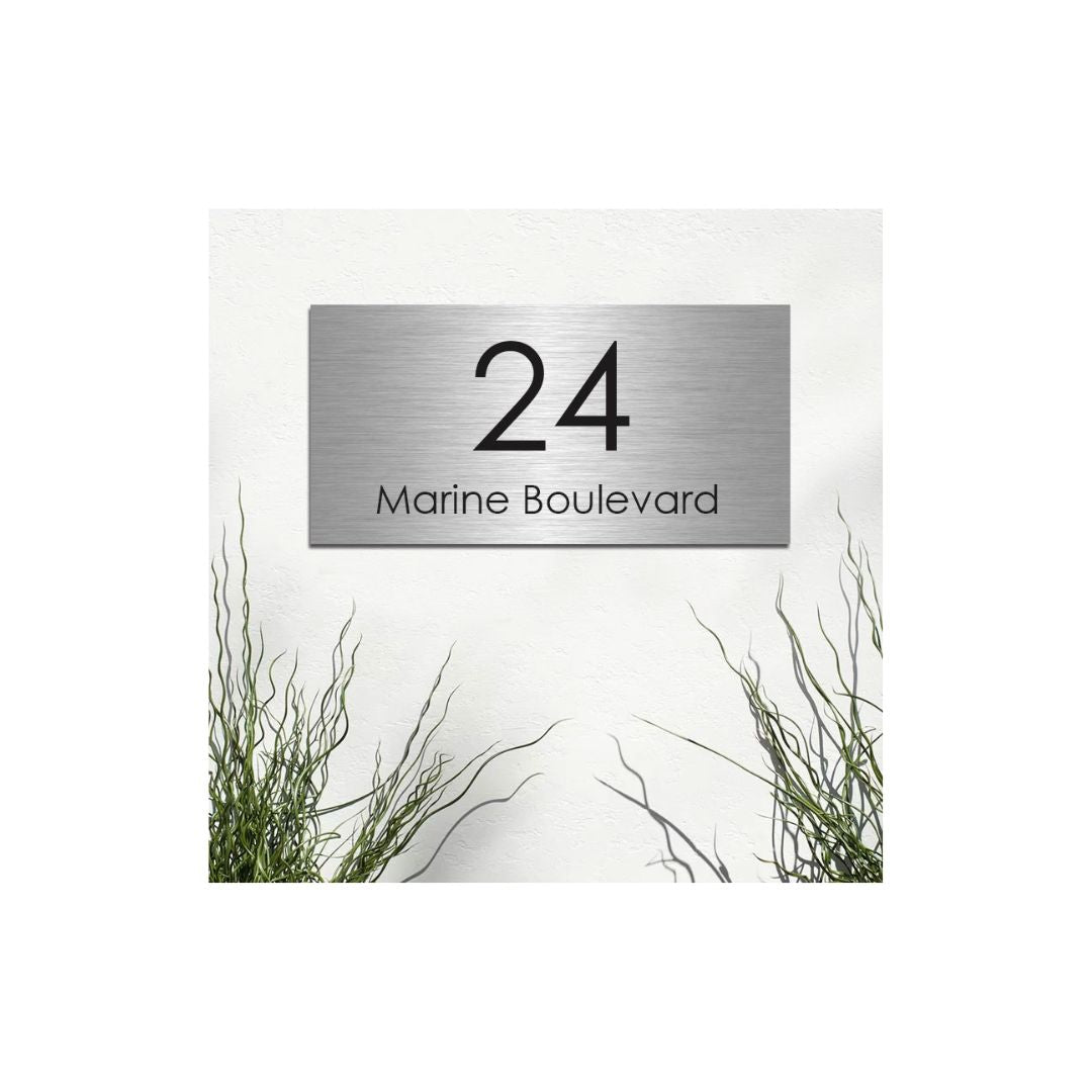 316 Marine Grade Brushed Stainless Steel Address Plate 400 x 250mm - Laser Etched