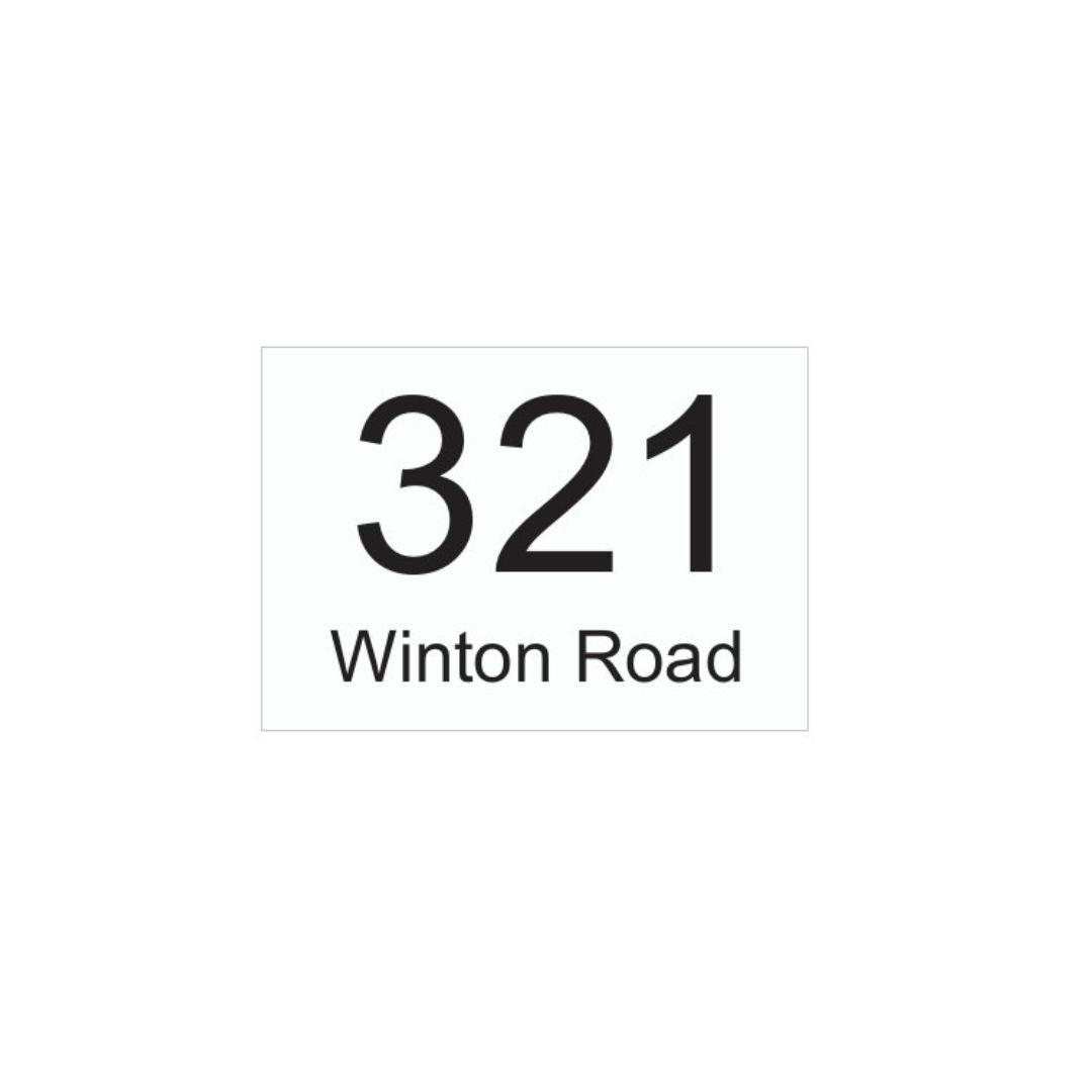 White Traffolyte Address Sign with Black Engraved Text - 200 x 140mm