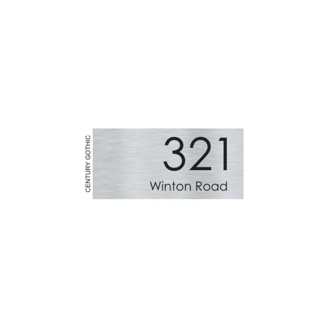 Silver Aluminum Address Sign with Vinyl Text - 300 x 140mm