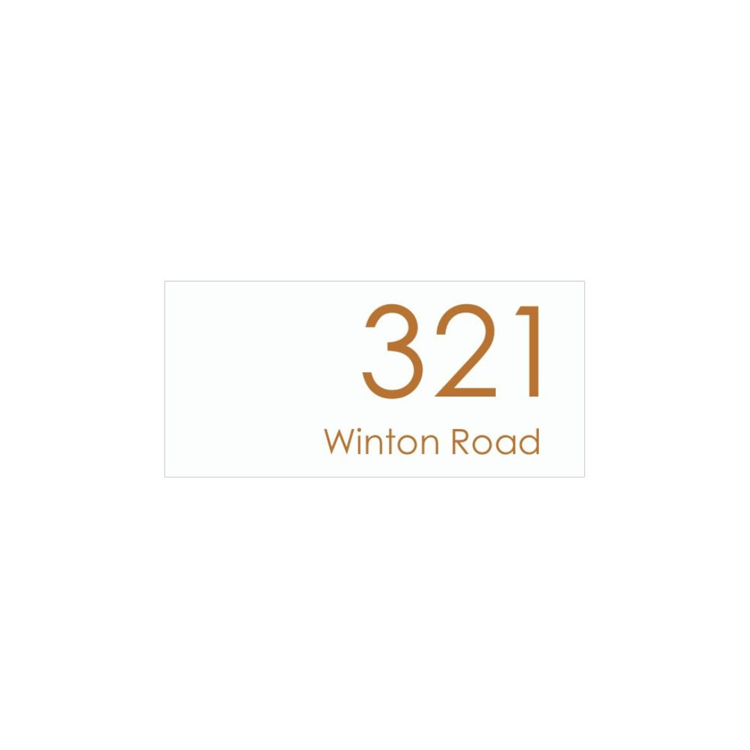 White Colorbond Steel Address Sign with Vinyl Text - 300 x 140mm