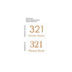 White Traffolyte Address Sign with Vinyl Text 200 x 140mm