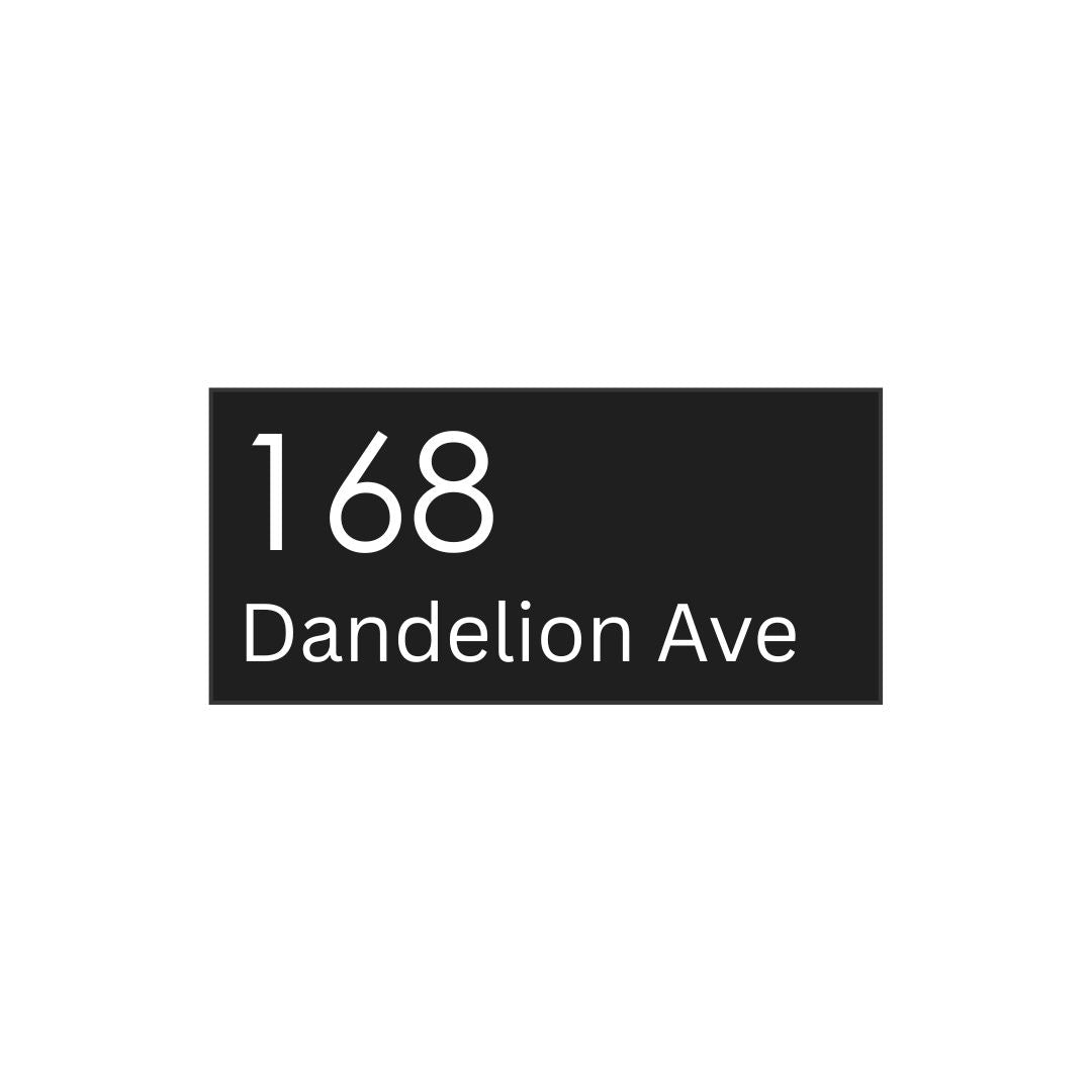Black Powder Coated Aluminium Address Sign With Vinyl Text 300 x 140mm (Text Aligned Left)