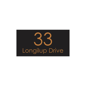 Black Colorbond Steel Address Sign with Vinyl Text 600 x 300