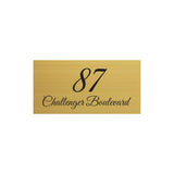 Gold Aluminum Address Sign with Vinyl Text 600 x 300