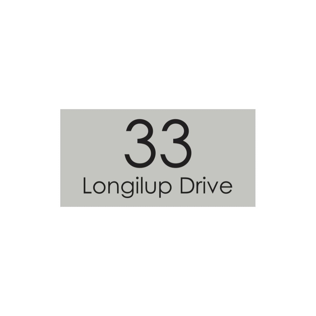 Shale Grey Colorbond Steel Address Sign with Vinyl Text 600 x 300