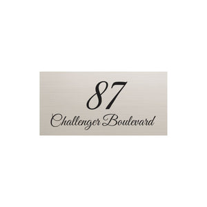 Silver Aluminum Address Sign with Vinyl Text 600 x 300