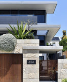 Black Traffolyte Address Sign with Vinyl Text – 300 x 140mm (Text Centralised)