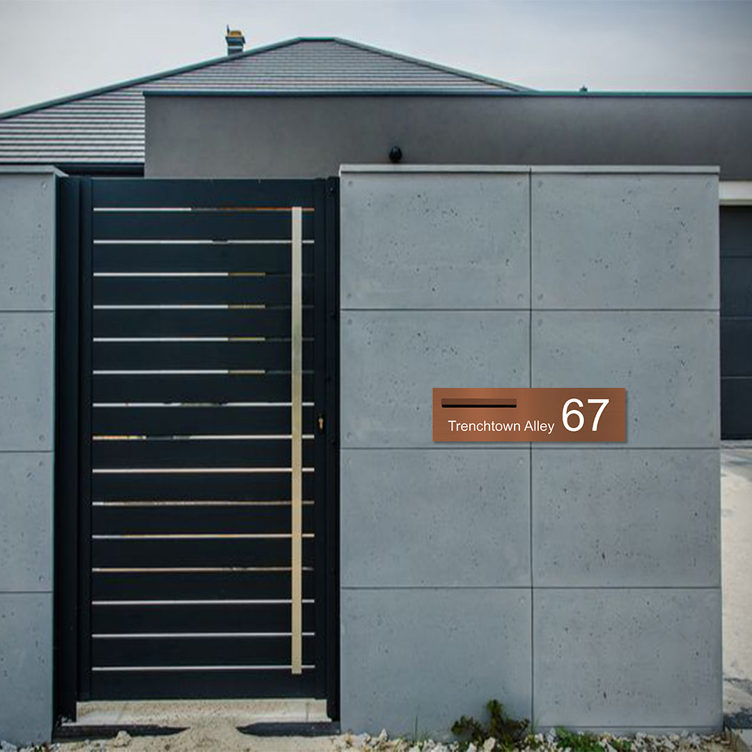 Corten Powder-Coated Aluminium Letterbox Faceplate 900 x 250 - 340 Slot LHS