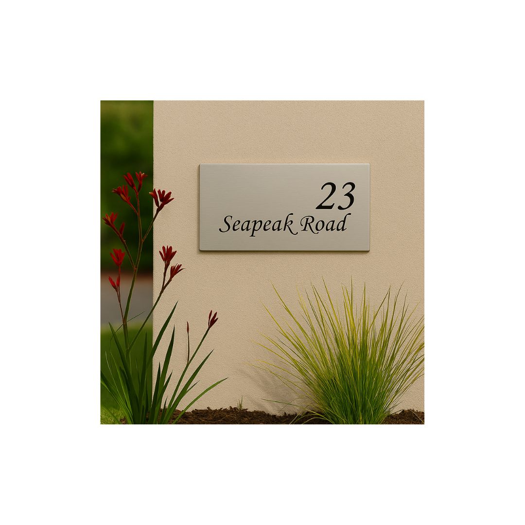 316 Marine Grade Brushed Stainless Steel Address Plate 300 x 140mm - Laser Etched