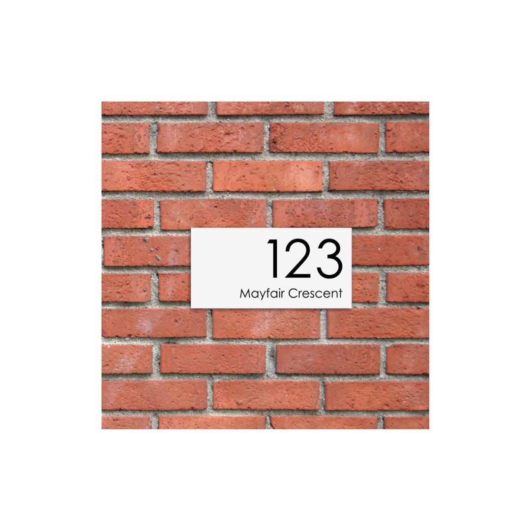 White Traffolyte Address Sign with Vinyl Text - 300 x 140mm