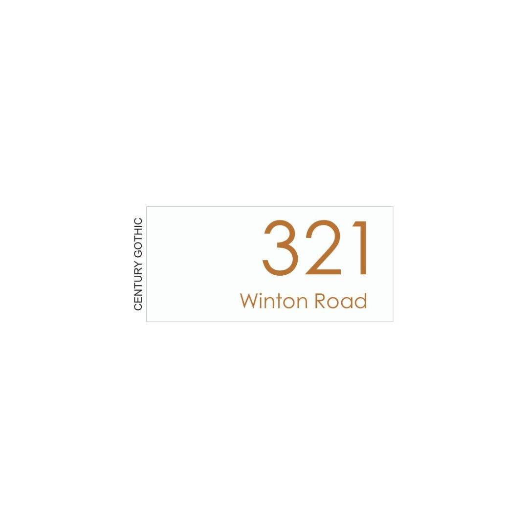 White Colorbond Steel Address Sign with Vinyl Text - 300 x 140mm