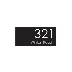Black Colorbond Steel Address Sign with Vinyl Text - 300 x 140mm