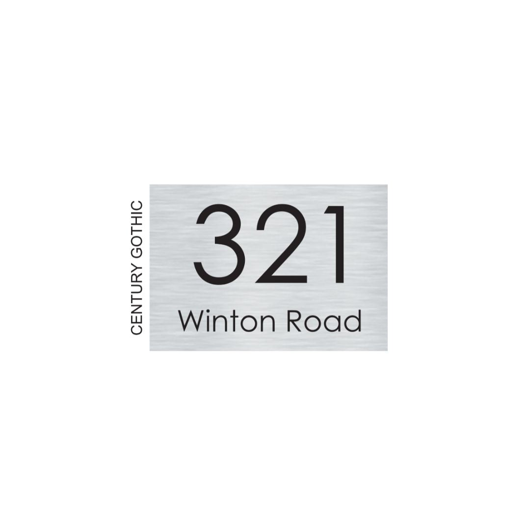 Silver Aluminium Adress Sign with Vinyl Text - 200 x 140