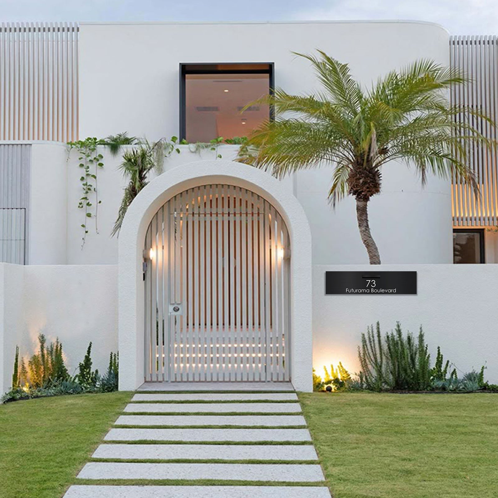 Black Powder-Coated Aluminium Letterbox Faceplate 1200 x 300mm - 240 Central Slot