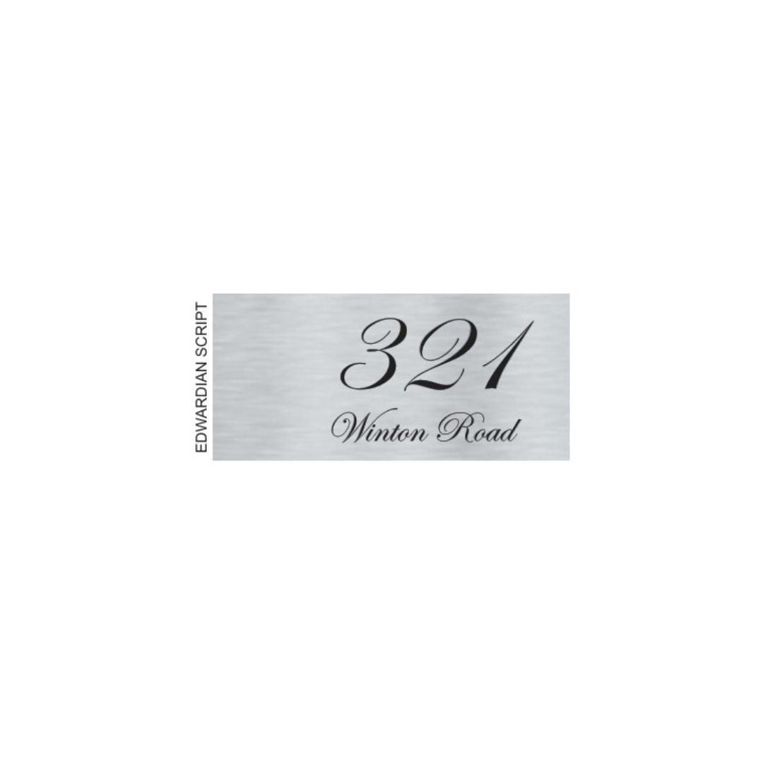 Silver Aluminum Address Sign with Vinyl Text - 300 x 140mm
