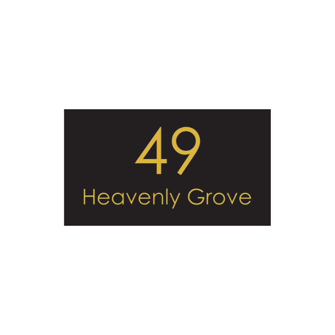 Black Traffolyte Address Sign with Vinyl Text 390 x 220