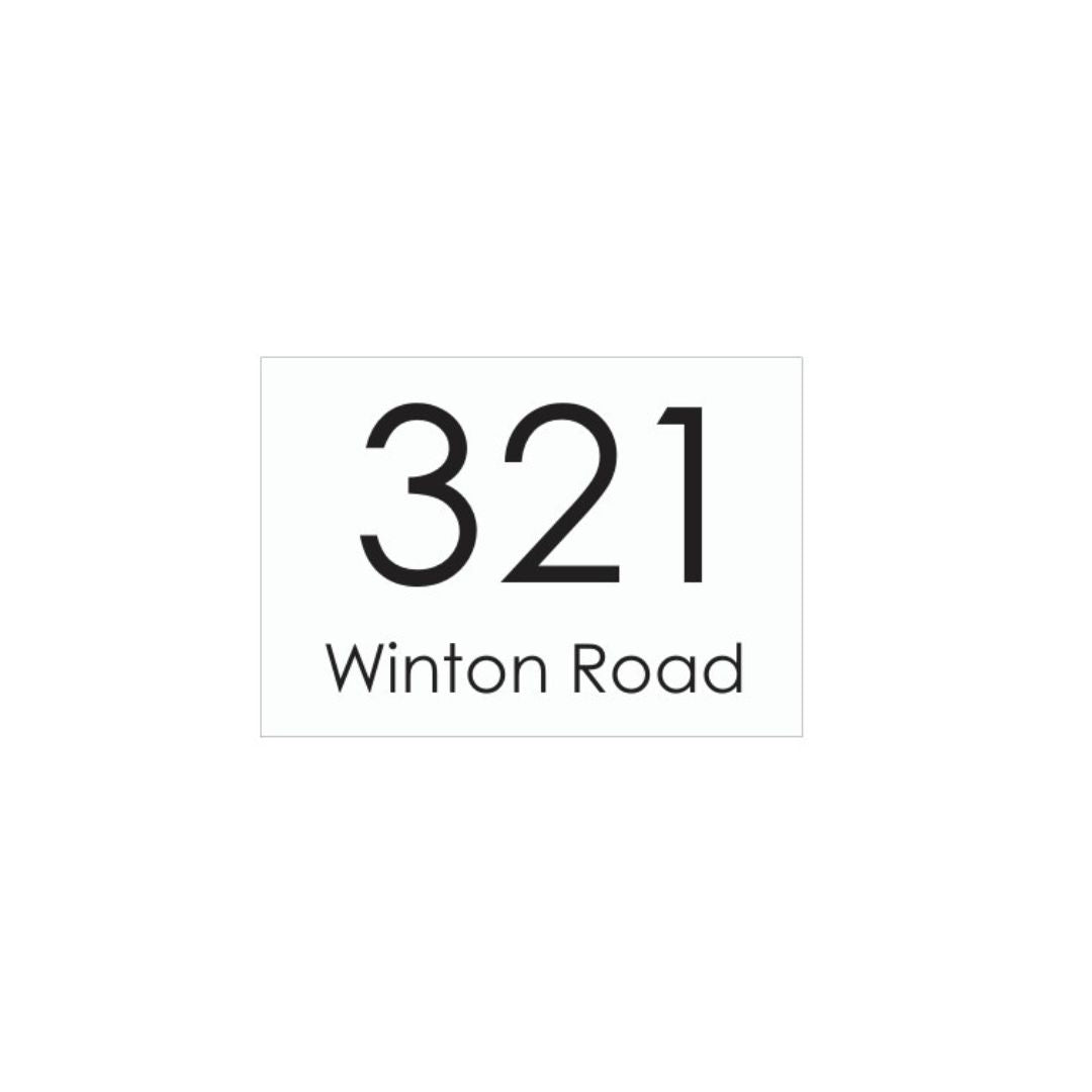 White Traffolyte Address Sign with Black Engraved Text - 200 x 140mm