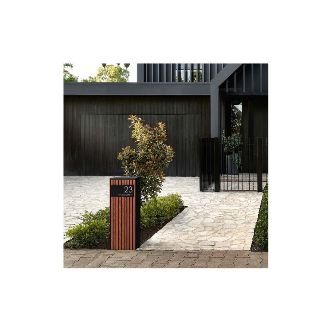 Black Colorbond Steel Address Sign with Vinyl Text - 300 x 140mm