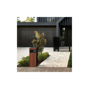 Black Colorbond Steel Address Sign with Vinyl Text - 300 x 140mm