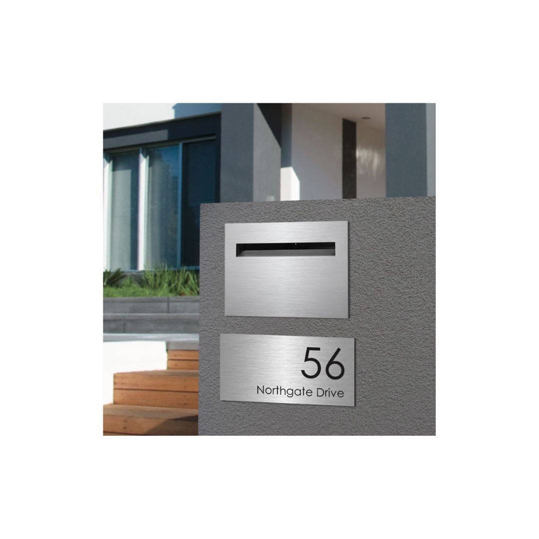 316 Marine Grade Brushed Stainless Steel Address Plate 400 x 250mm - Laser Etched