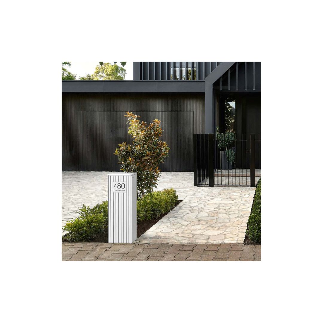 White Colorbond Steel Address Sign with Vinyl Text 200 x 140mm