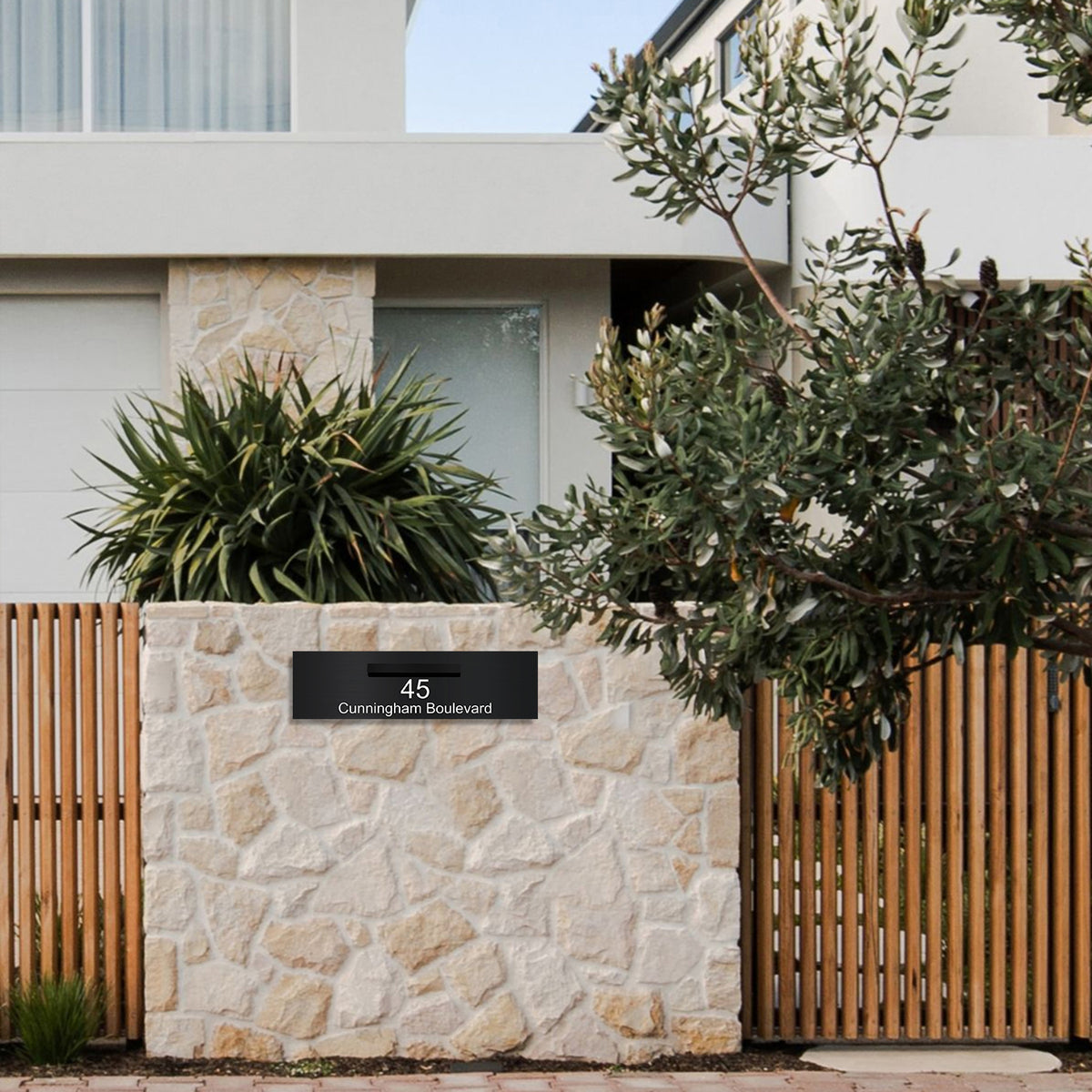 Black Powder-Coated Aluminium Letterbox Faceplate 900 x 250 - 340 Central Slot