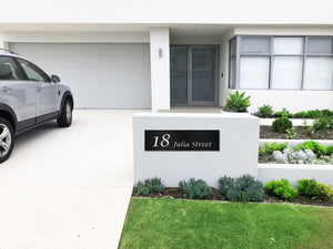Black Traffolyte Address Sign with Vinyl Text - 900 x 250mm