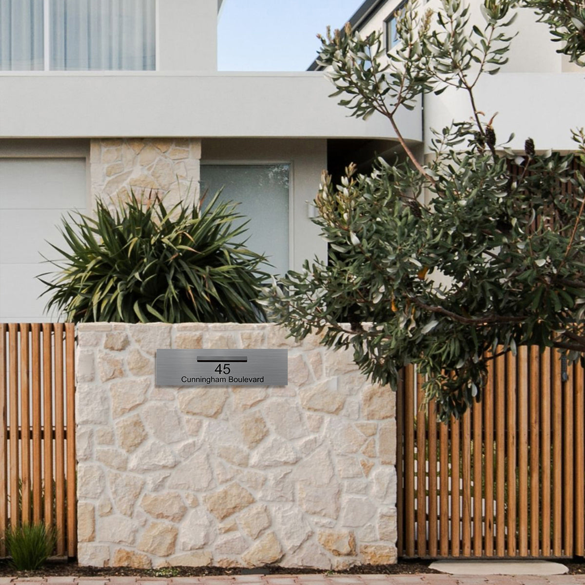 Marine Grade Brushed Stainless Steel Letterbox Faceplate 900 x 250 (Laser Cut) - 340 Central Slot