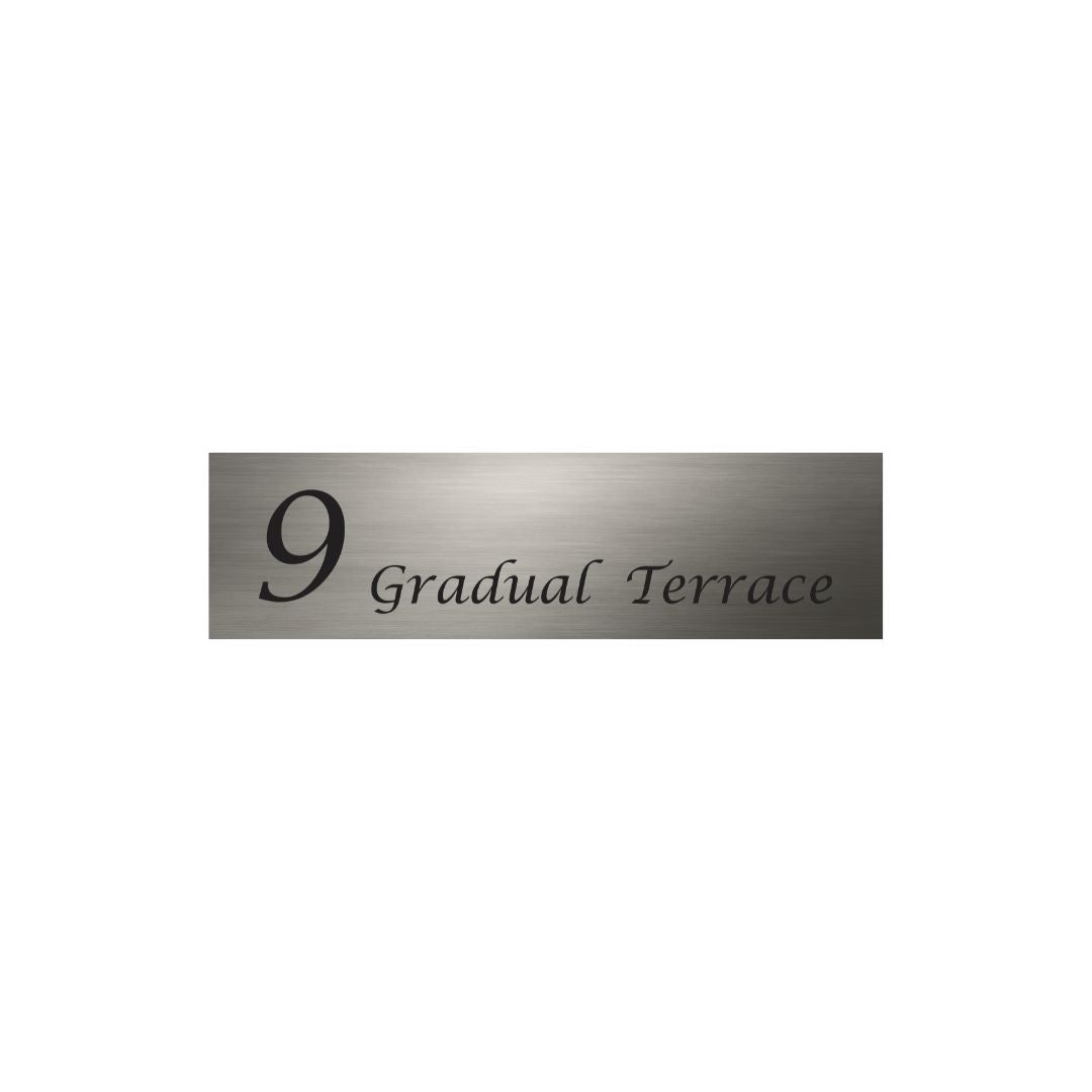 Marine Grade Brushed Stainless Steel Address Sign - 900 x 250mm (Laser Cut)