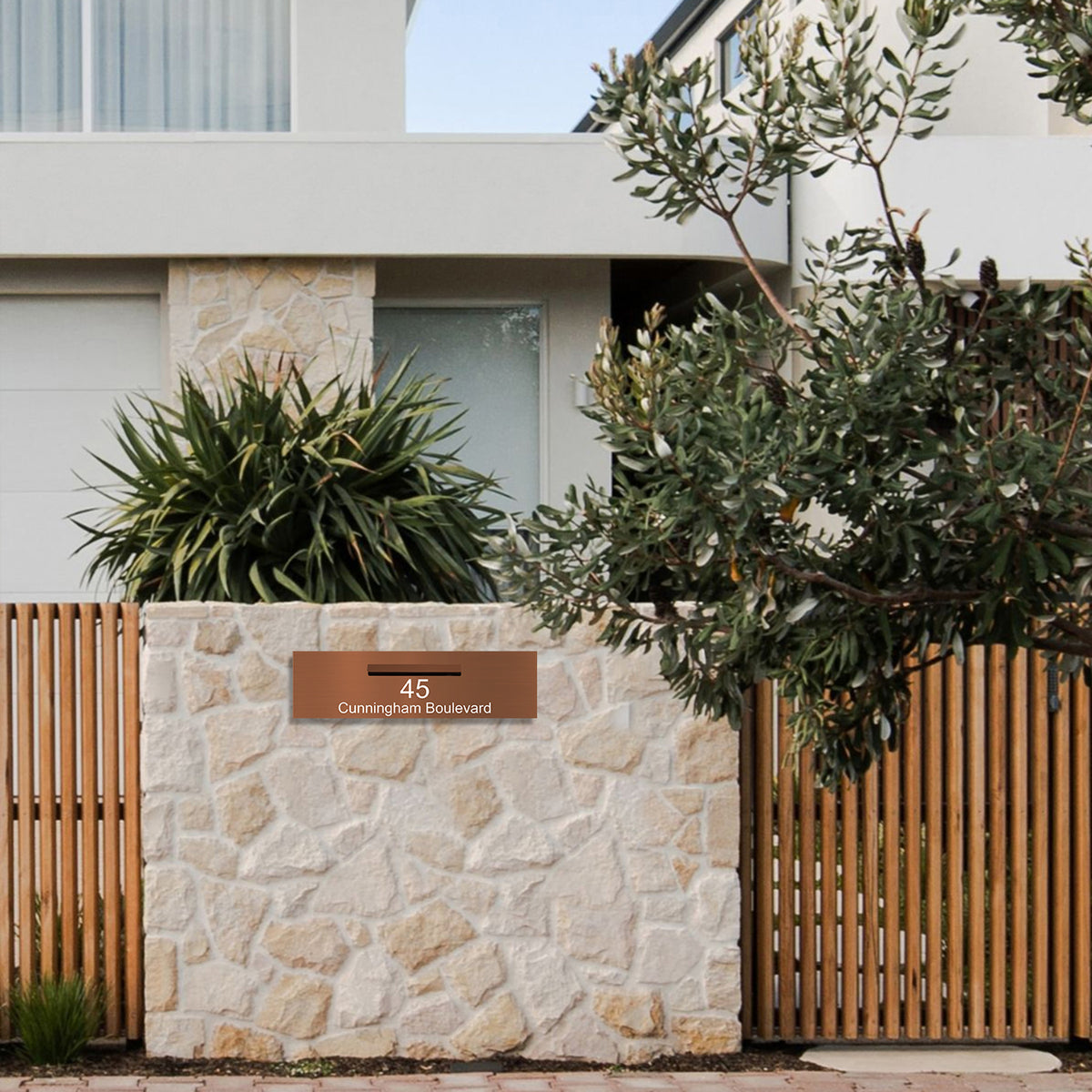 Corten Powder-Coated Aluminium Letterbox Faceplate 900 x 250 - 340 Central Slot