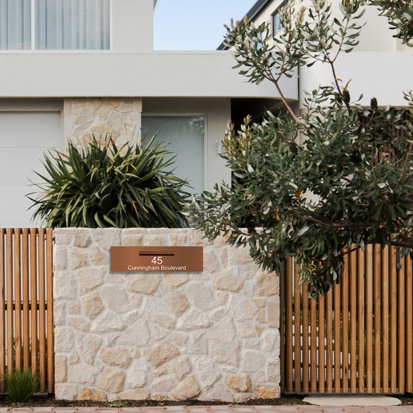 Corten Powder-Coated Aluminium Letterbox Faceplate 900 x 250 - 340 Central Slot