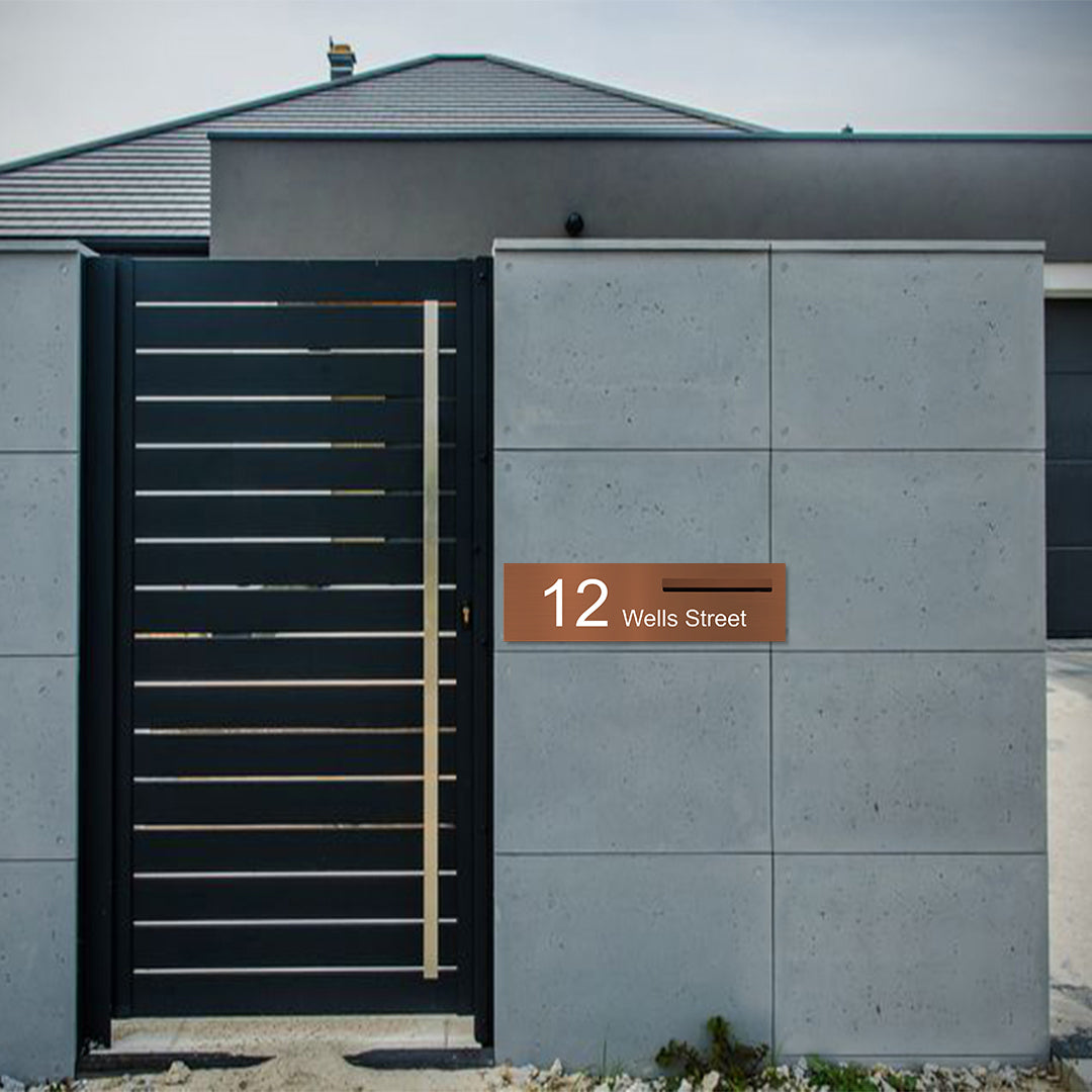 Corten Powder-Coated Aluminium Letterbox Faceplate 900 x 250 - 340 Slot