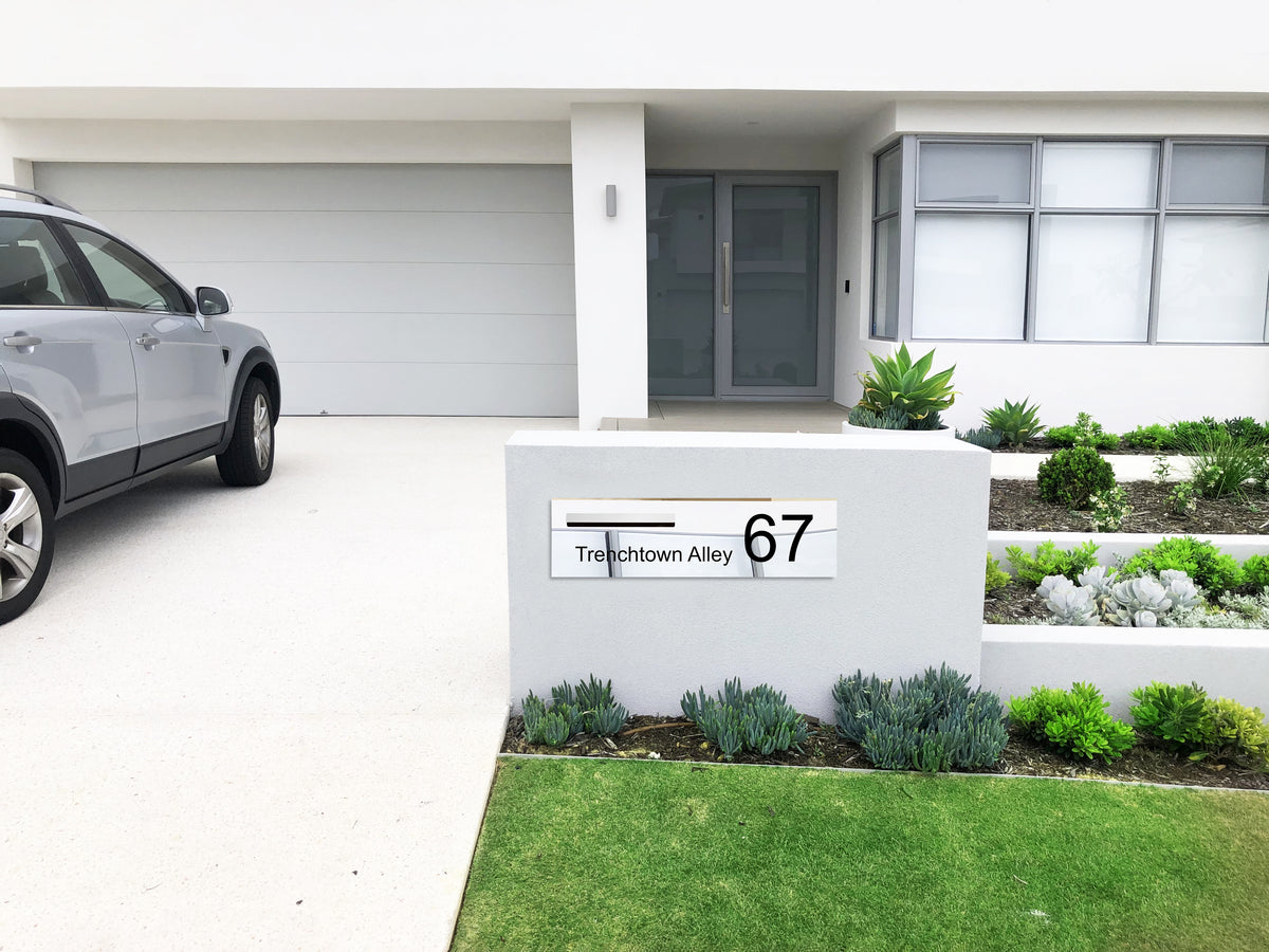 Marine Grade Mirror Polished Stainless Steel Letterbox Faceplate 900 x 250 (Laser Etched) - 340 Slot LHS