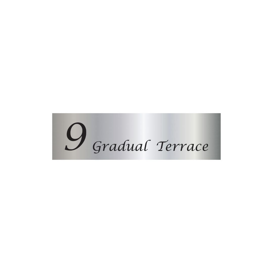 Marine Grade Mirror Polished Stainless Steel Address Sign - 900 x 250mm (Laser Cut)