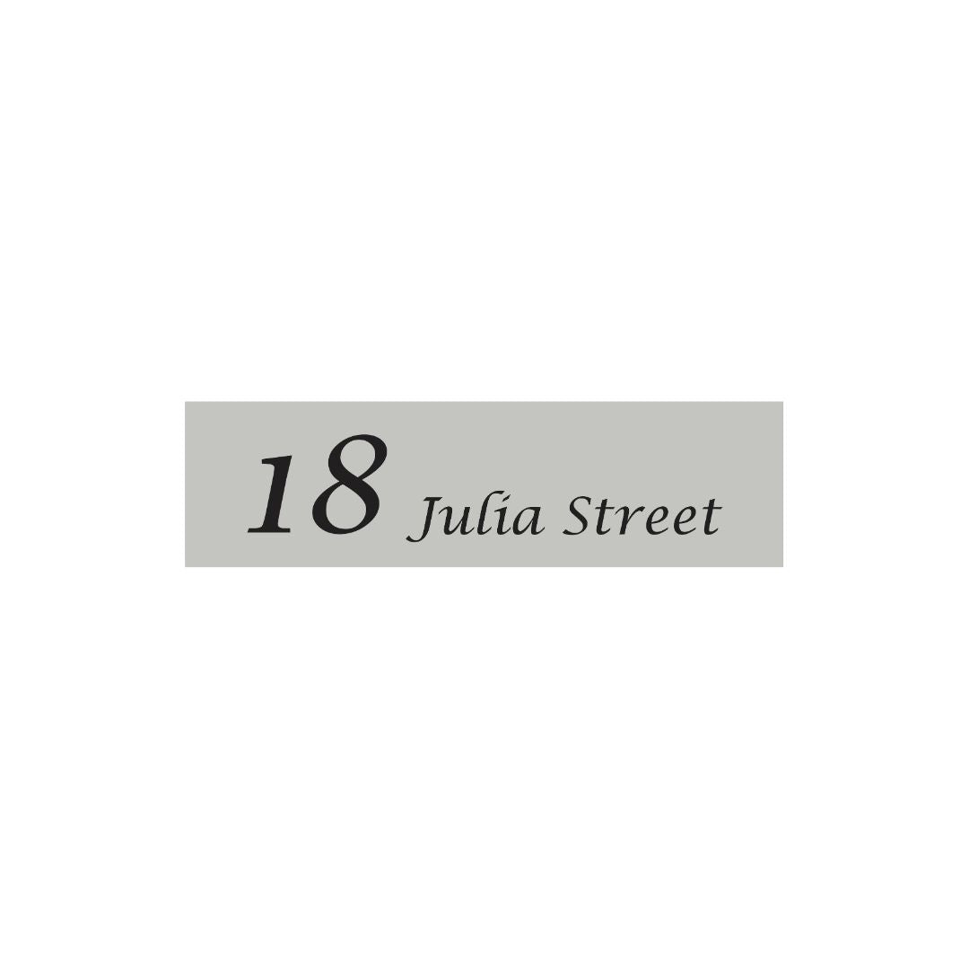 Shale Grey Colorbond Steel Address Sign with Vinyl Text 900 x 250