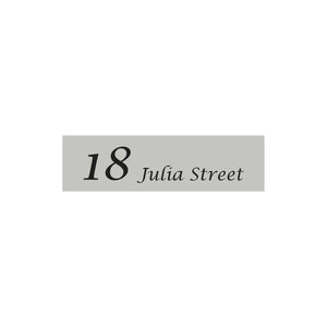 Shale Grey Colorbond Steel Address Sign with Vinyl Text 900 x 250