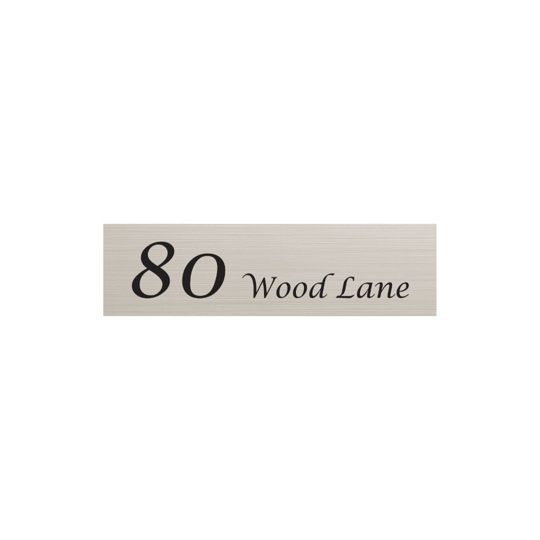Silver Aluminum Address Sign with Vinyl Text 900 x 250mm